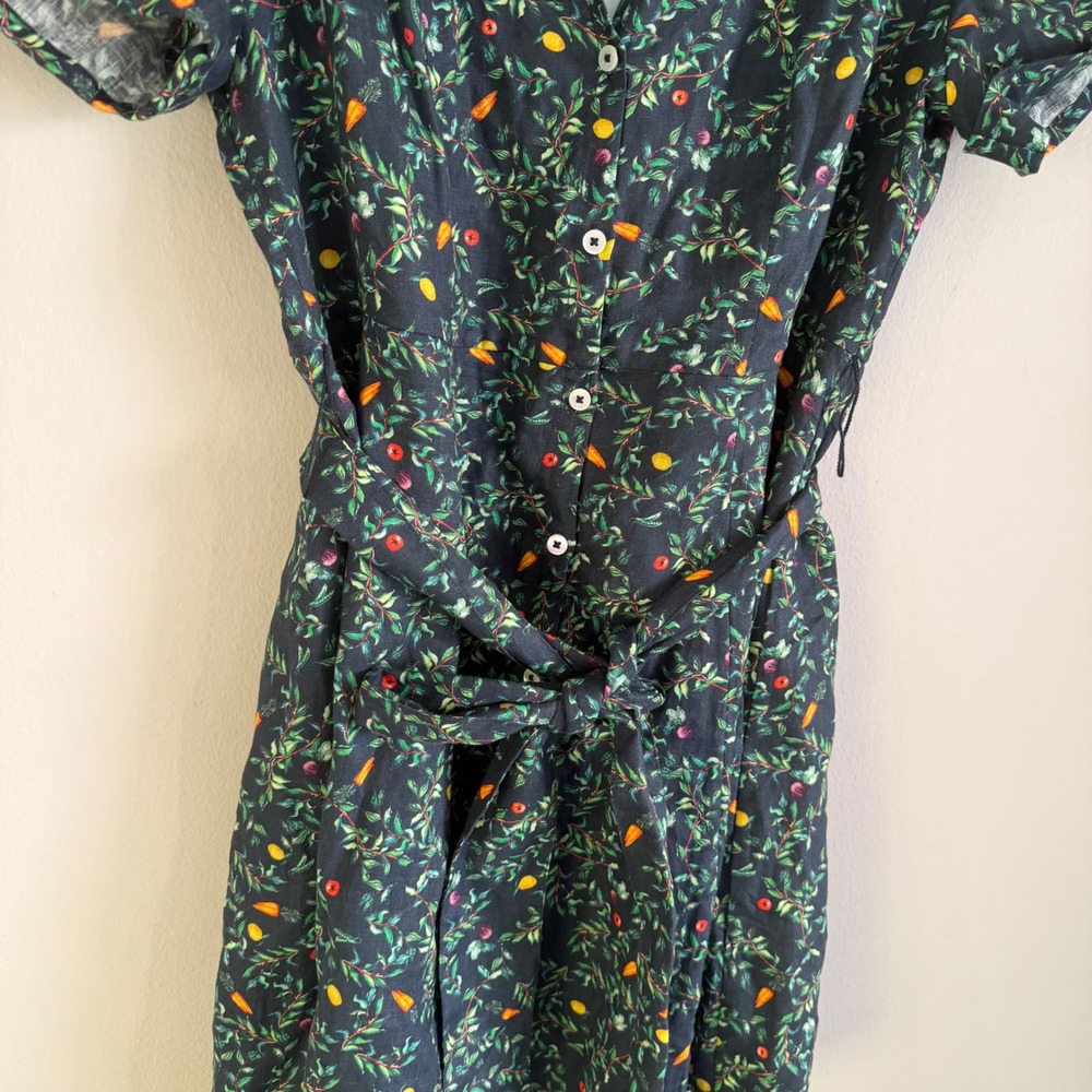 NWT Hill House Laura Dress Midnight Garden linen fruit veggie preppy whimsy - Picture 3 of 9